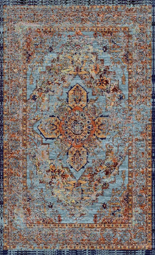 گلیم درجه1 ماندگار ابعاد متنوع زمینه کهنه گلیم آبی کد 323 | گلیم کیفیت ضد حساسیت