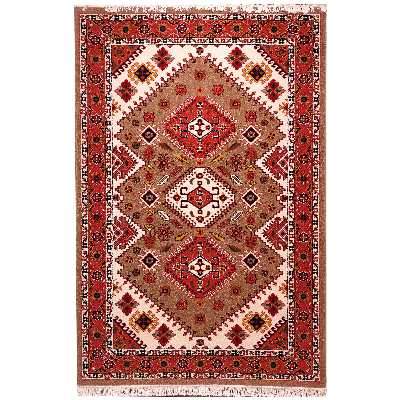 فرش ماشینی زمرد مشهد کد 266 زمینه بژ