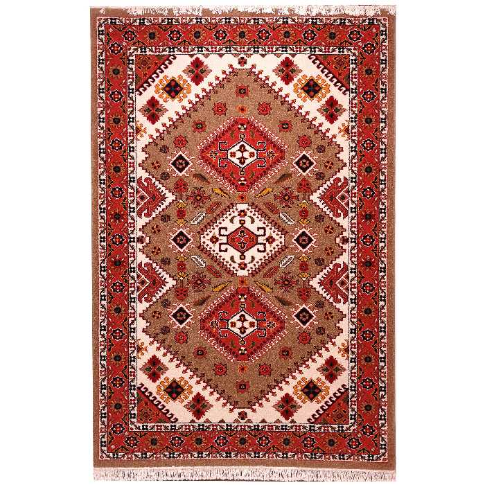 فرش ماشینی زمرد مشهد کد 266 زمینه بژ