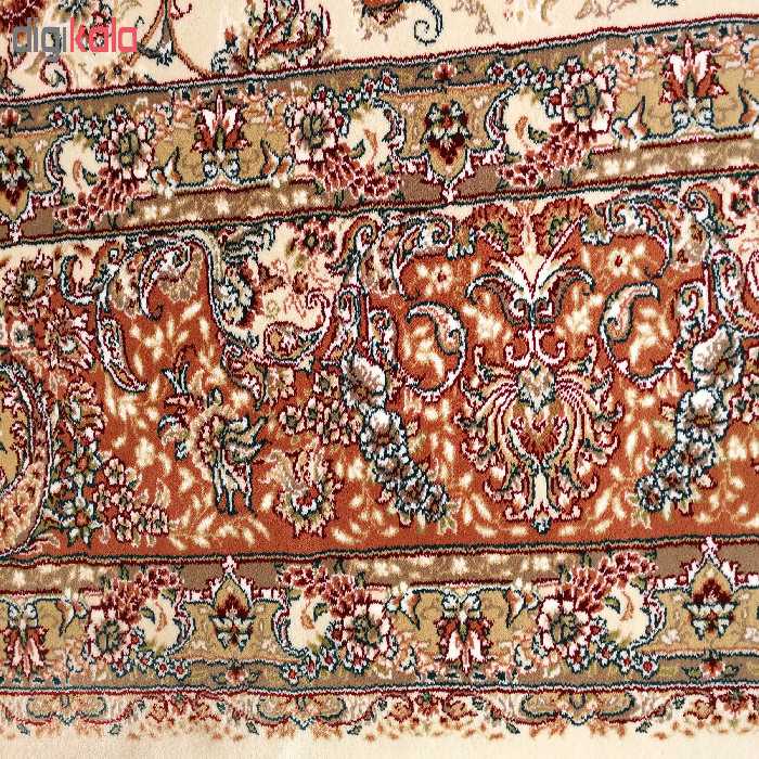 فرش ماشینی زمرد مشهد طرح افشان زمینه کرم