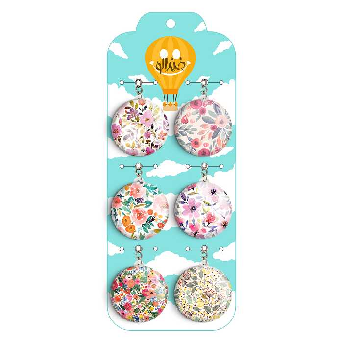 جاکلیدی خندالو طرح گل کد 102B مجموعه 6 عددی