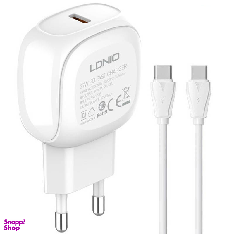 شارژر دیواری 27 وات الدینیو مدل A1206C به همراه کابل Type-C