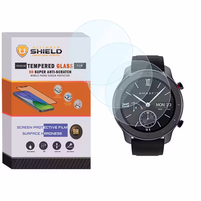 محافظ صفحه نمایش شیشه ای آلتیمیت شیلد مدل SH-UL مناسب برای ساعت هوشمند آمیزفیت GTR 42mm بسته سه عددی