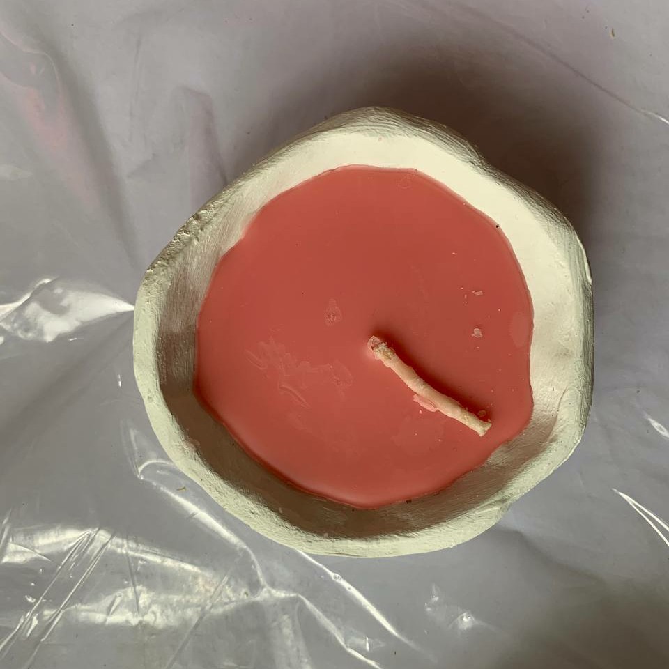 شمع موم عسلی دستساز ،  قطر 8 ،  صورتی پاستلی ، سایز کوچک 