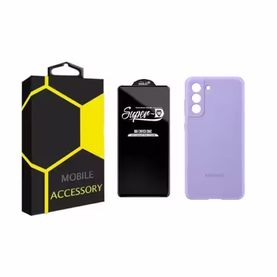 کاور مدل silicone مناسب برای گوشی موبایل سامسونگ Galaxy S21fe به همراه محافظ صفحه نمایش 