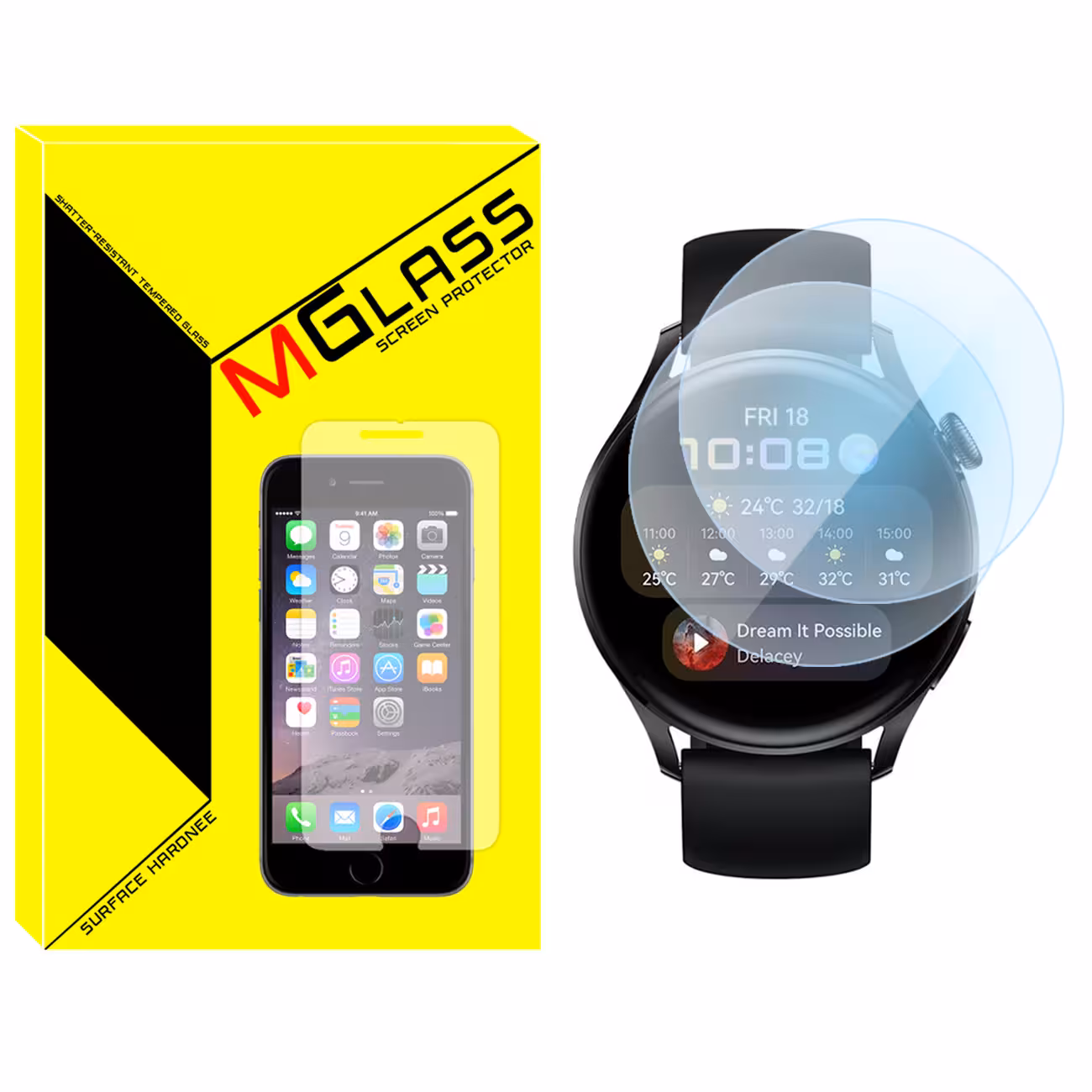 محافظ صفحه نمایش شیشه‌ای ام گلس مدل SH-MG مناسب برای ساعت هوشمند هوآوی Watch 3 Active Edition بسته دو عددی