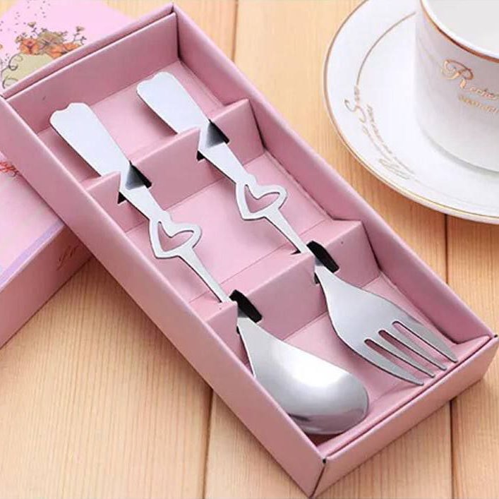 قاشق و چنگال استیل دسته قلبی کودک