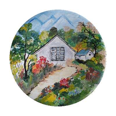 بشقاب سفالی طرح کلبه کد D16-S25