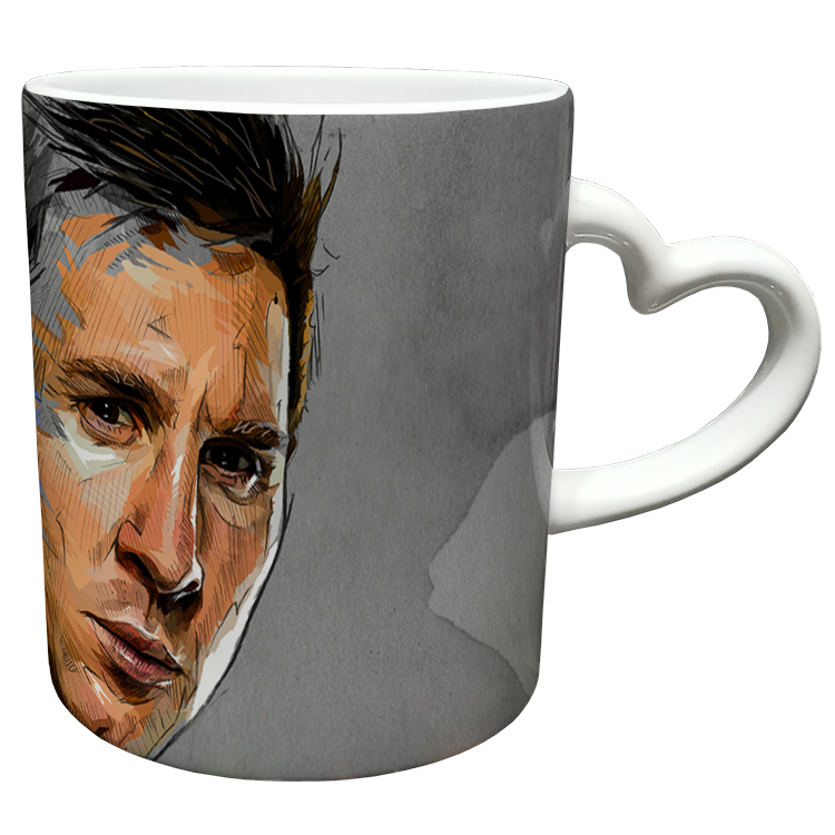 ماگ مدل دسته قلبی طرح مسی کد 33