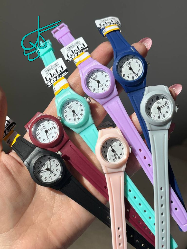 خرید ساعت دخترانه کیو اند کیو شرکتی درجه یک ضدآب ضد حساسیت رنگ ثابت دارای رنگبندی متنوع کد 1922467 - ردگل