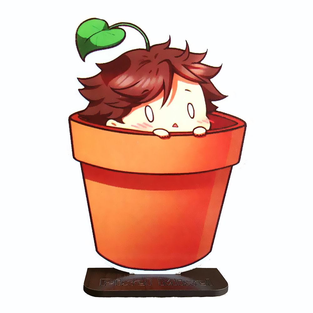 استند رومیزی پیکسل میکسل مدل انیمه پسر گلدونی