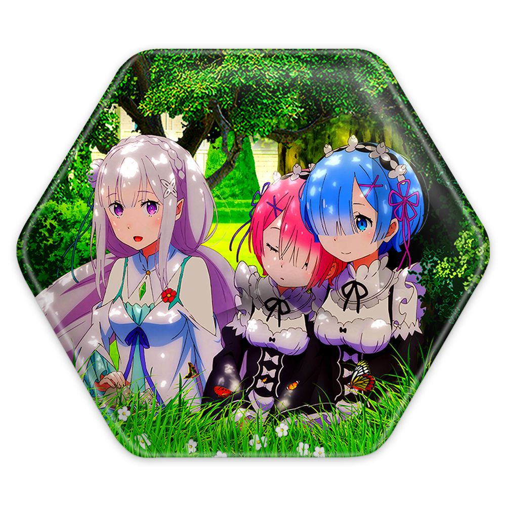 پیکسل خندالو طرح رم و رام و امیلیا انیمه ری زیرو ReZero مدل شش ضلعی کد 12843