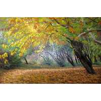 تابلو نقاشی رنگ و روغن مدل پاییز برغان