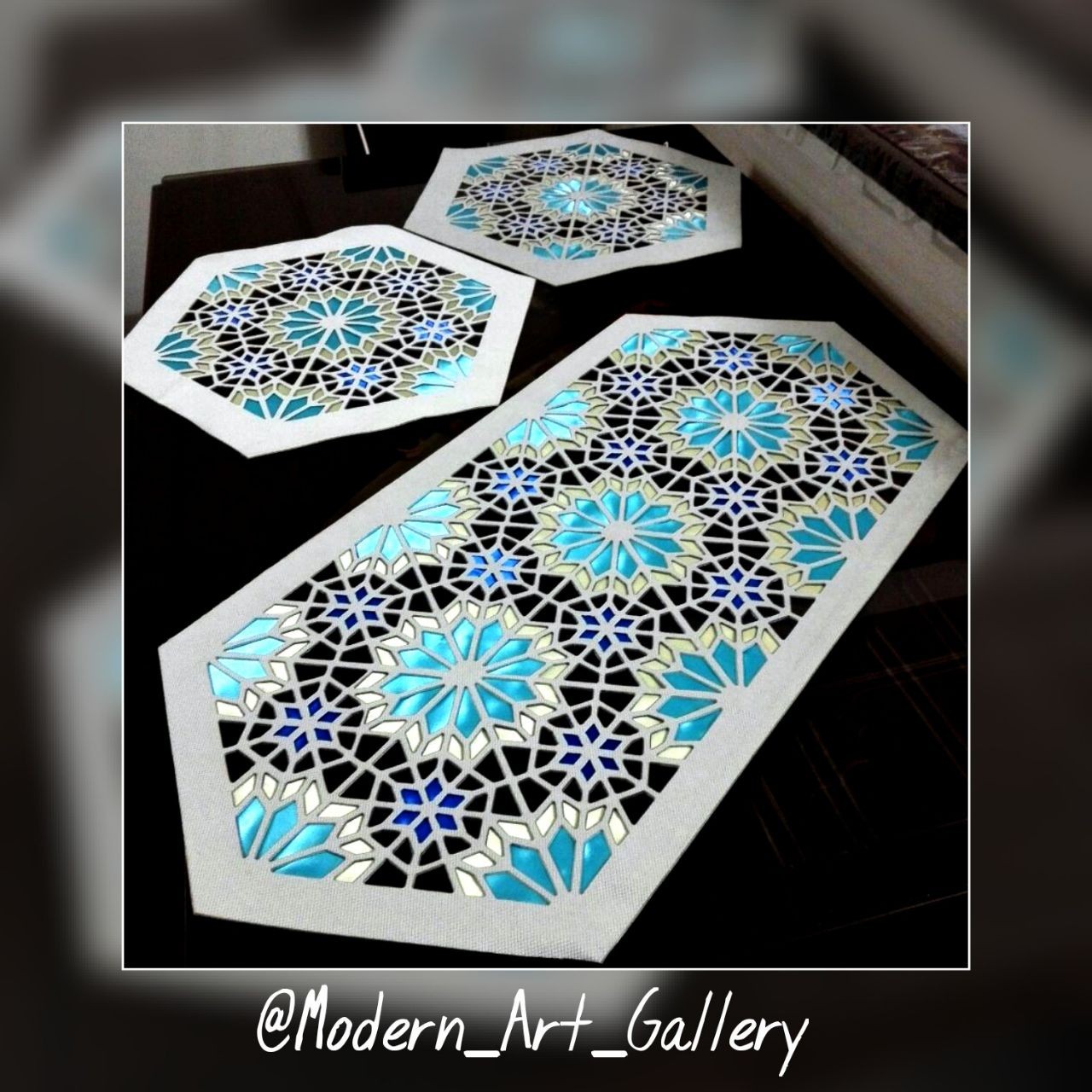 رومیزی 3 تکه طرح گره چینی