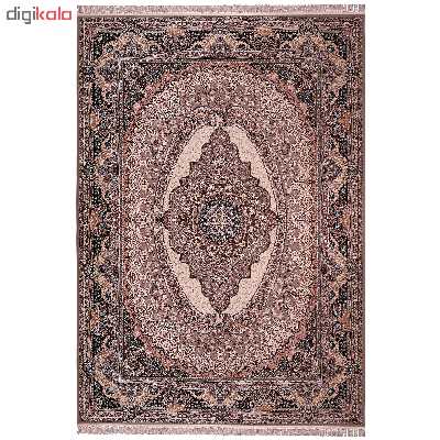 فرش ماشینی زمرد مشهد مدل SAD003 زمینه نسکافه ای