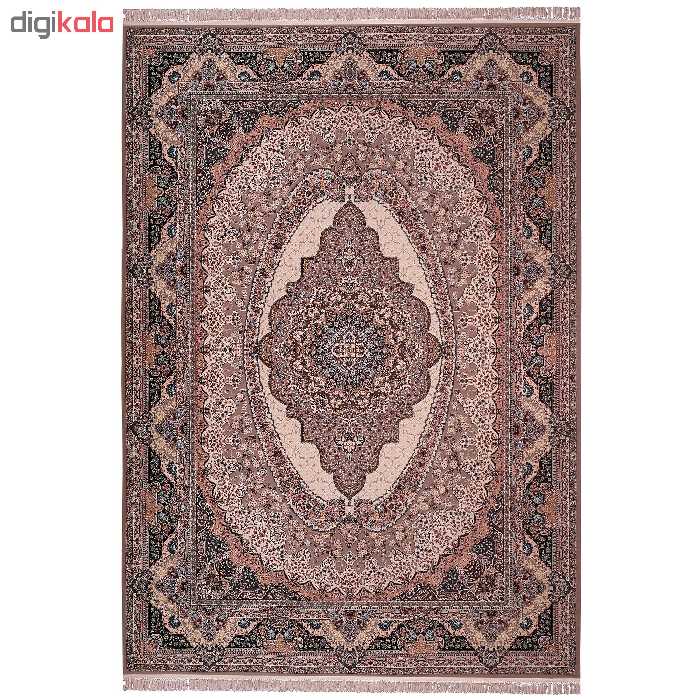 فرش ماشینی زمرد مشهد مدل SAD003 زمینه نسکافه ای