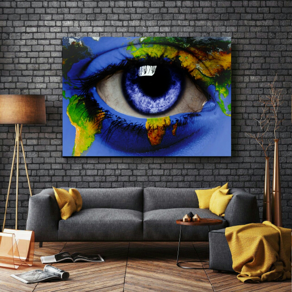 تابلو بوم طرح چشم مدل نقشه جهان کد AR9130