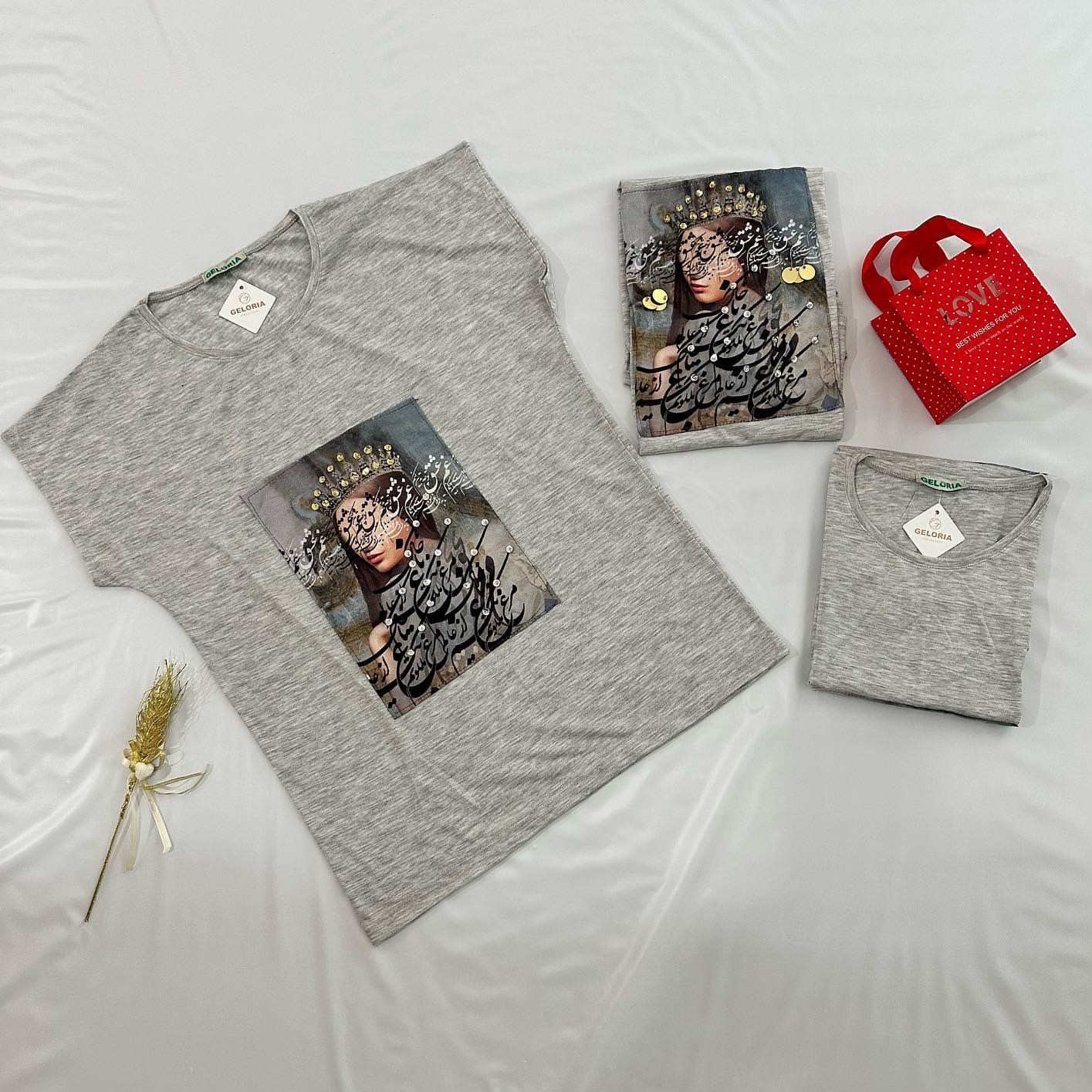 تاپ زنانه آستین حلقه ای  استیکردار پولکی  رنگ طوسی جنس دورس  سایز فری 36 تا 42 تاپ راحتی و زیر مانتویی