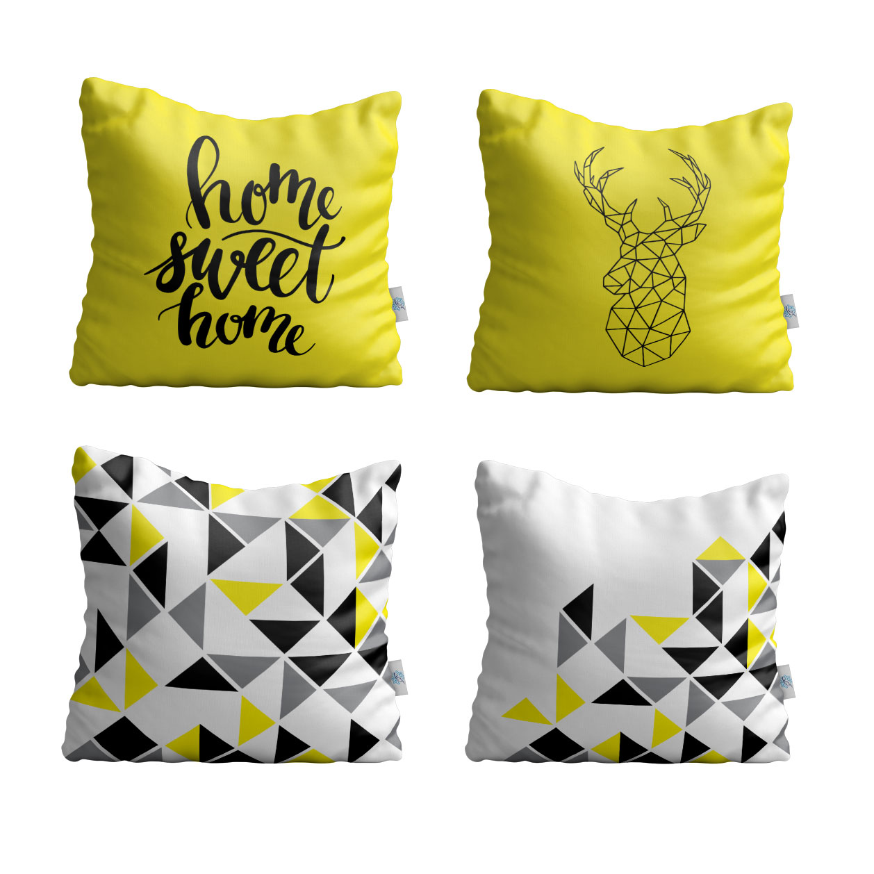 کاور کوسن شمسه نگار مدل مثلث های کوچک و نوشته کد RW-488 مجموعه چهار عددی