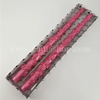 شمع بلند گل رز 2 تایی صورتی