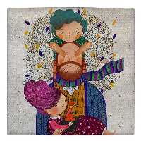 کاشی کارنیلا طرح نقاشی پدر و کودکان مدل لوحی کد WKB25