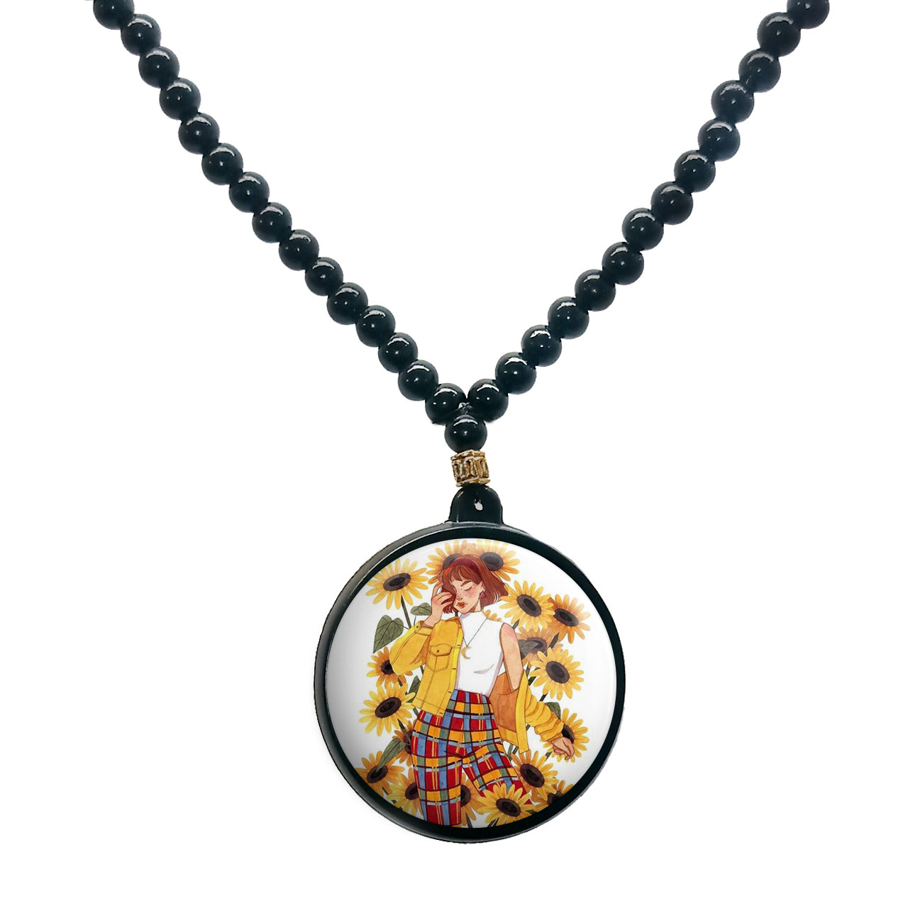 گردنبند پرمانه طرح دخترونه کد pmd.4537 مدل دو طرفه