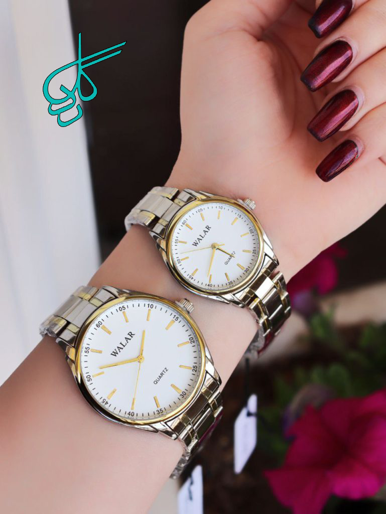 خرید ست ساعت زنانه و مردانه والار رنگ ثابت بند استیل با کیفیت کد 2115602 - ردگل
