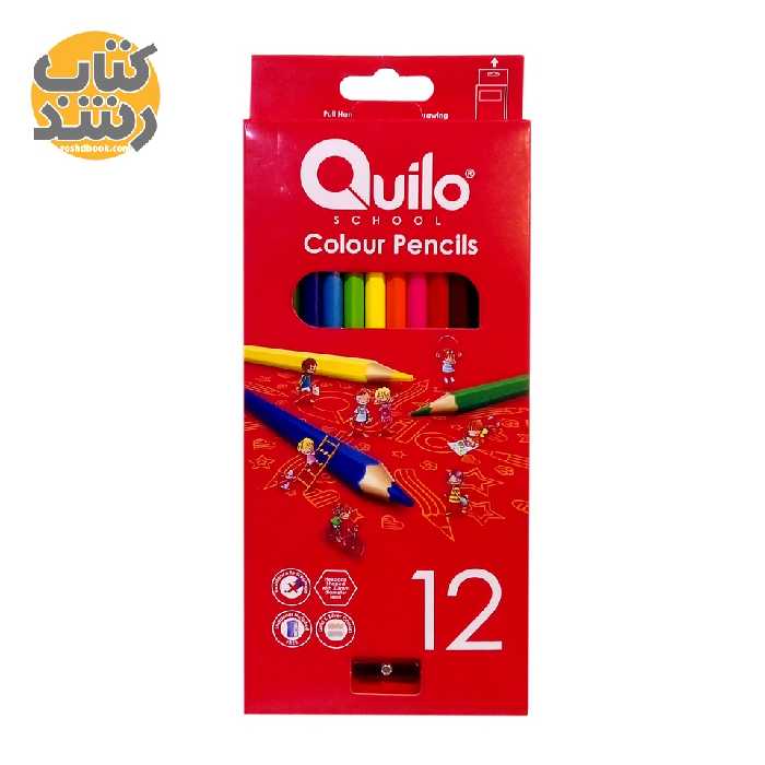 مداد رنگی 12 تایی تراش دار کوییلو Quilo