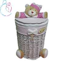 سبد لباس و اسباب بازی هانی ناز مدل خرس صورتی