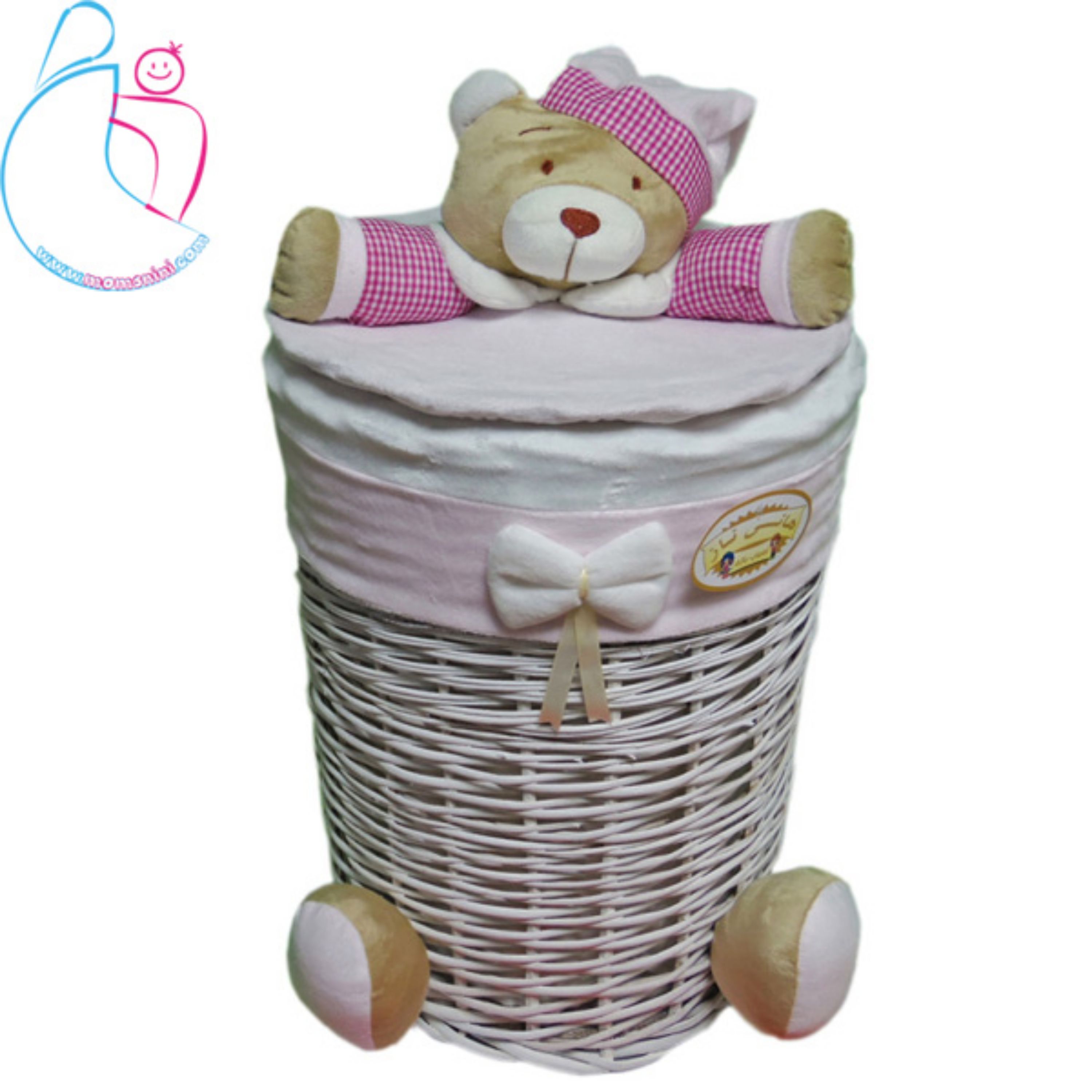 سبد لباس و اسباب بازی هانی ناز مدل خرس صورتی