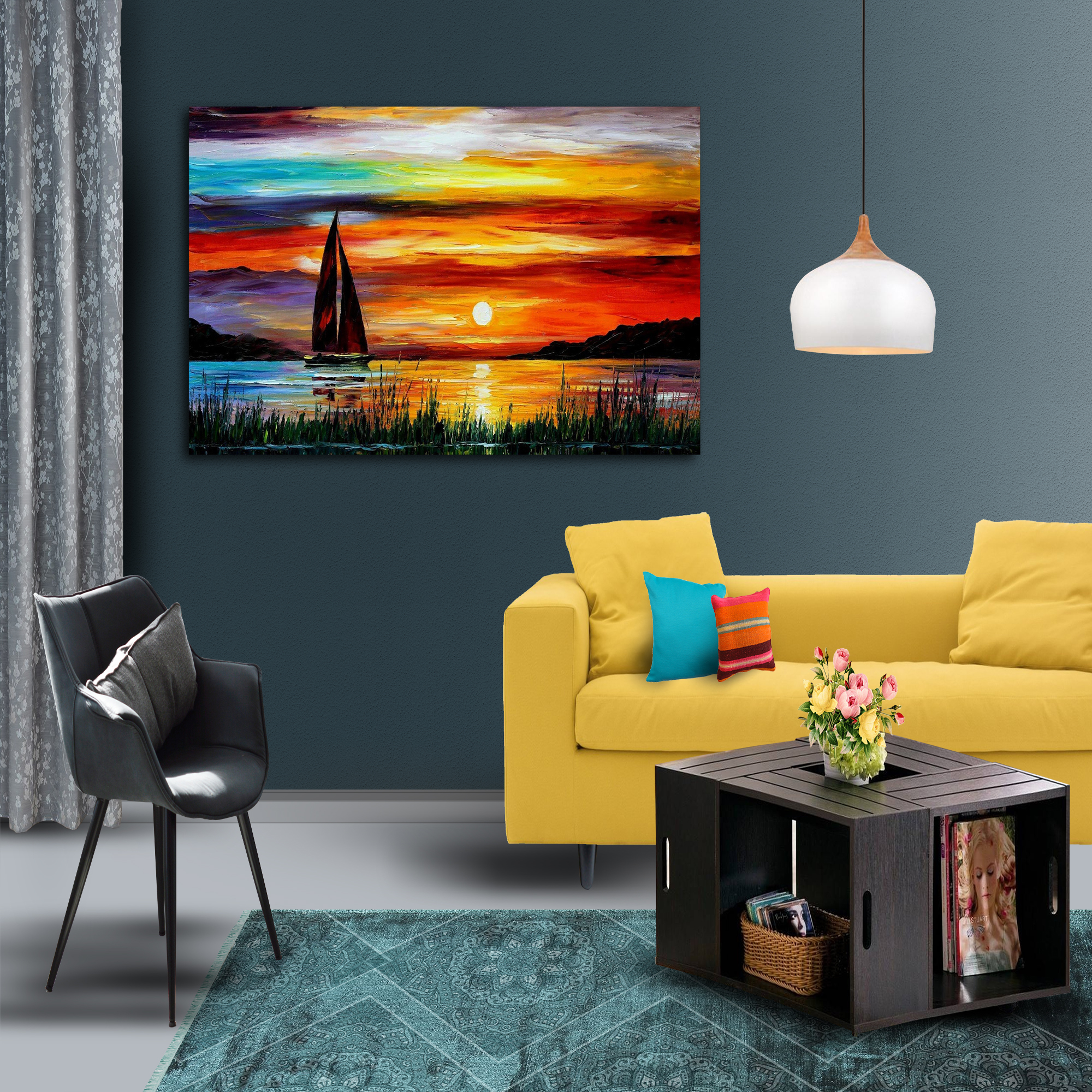 تابلو شاسی طرح غروب آفتاب مدل 003