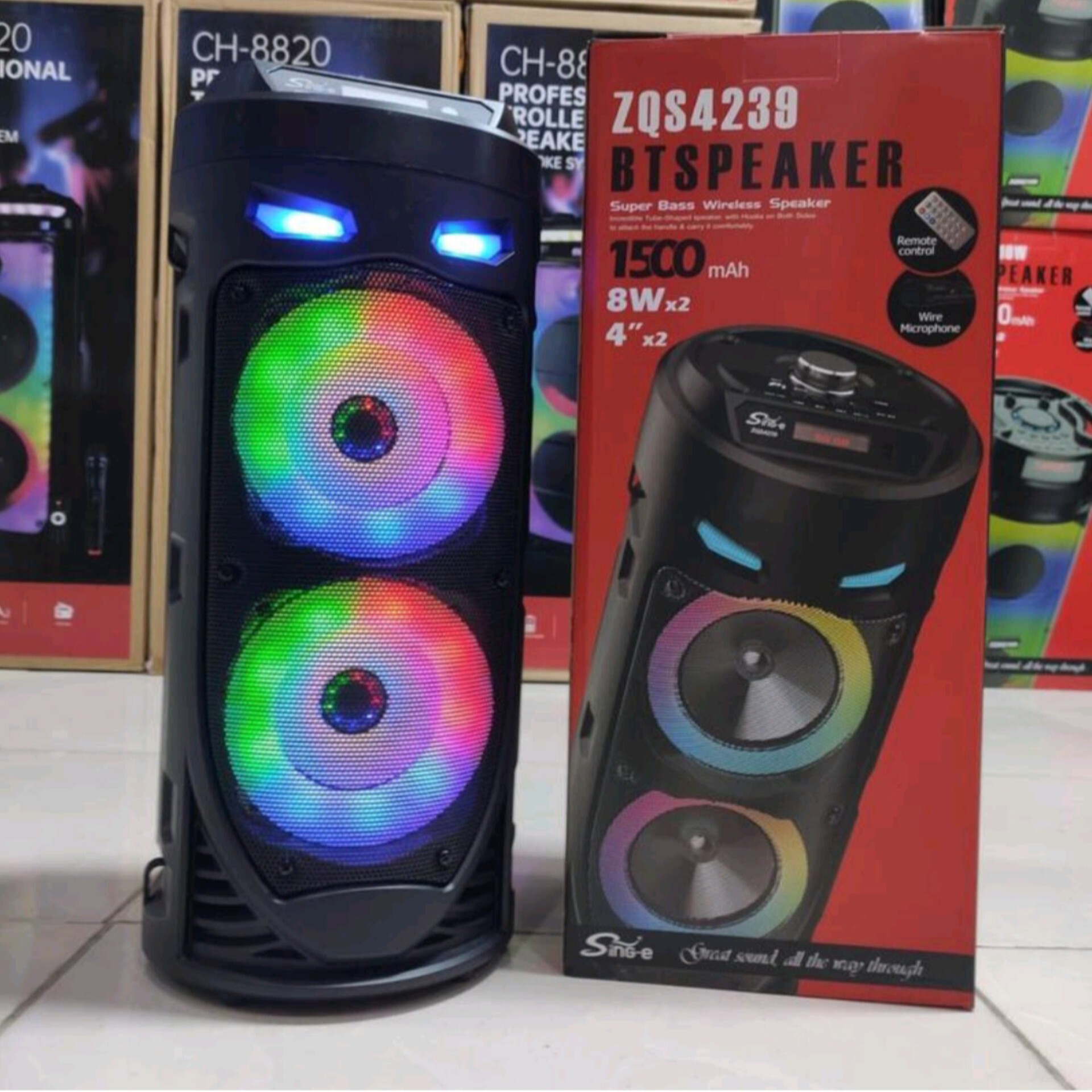 اسپیکر دبل ساب بلوتوثی قابل حمل دارای میکروفون مدل ZQS4239