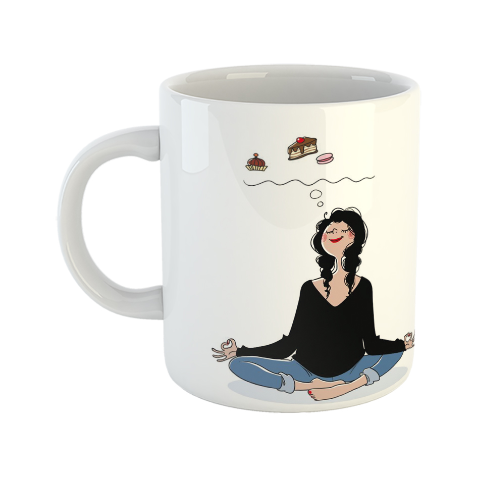 ماگ طرح دختر شکمو مدل مدیتیشن