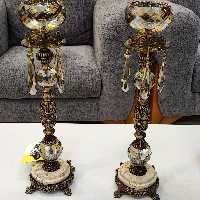 شمعدان برنزی پایه سنگ کریستالی