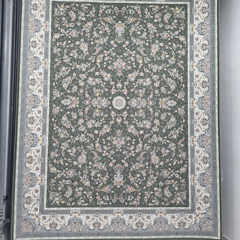 فرش ماشینی پاتریس 1500شانه طرح افشان سی گل طوسی 6متری