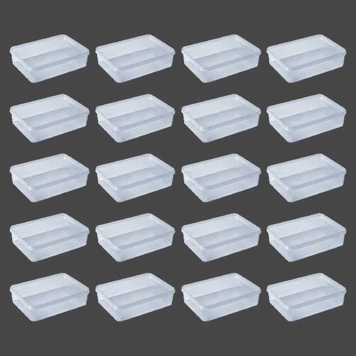 ظرف نگهدارنده مدل فریزری و مایکروویوی طرح مستطیلی شفاف کد 700cc بسته 20 عددی