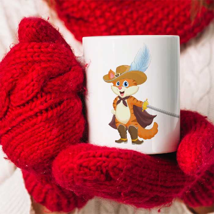 ماگ طرح گربه‌ی چکمه پوش