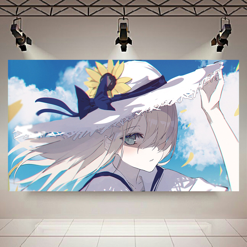 تابلو بوم طرح انیمه مدل دختری با کلاه گلدار کد AR1920