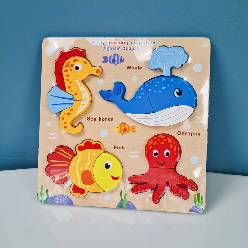 پازل چوبی جاگذاری طرح حیوانات دریایی کد P/6509/A