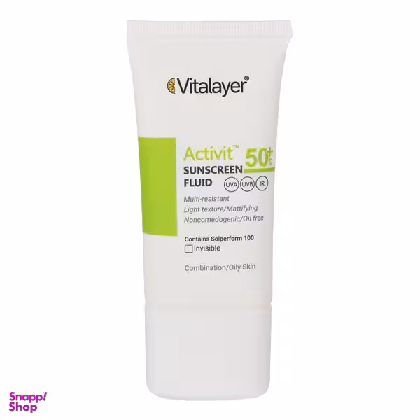 فلوئید ضدآفتاب بی رنگ ویتالیر SPF 50 مدل Activit مناسب پوست های مختلط و چرب حجم 50 میلی لیتر