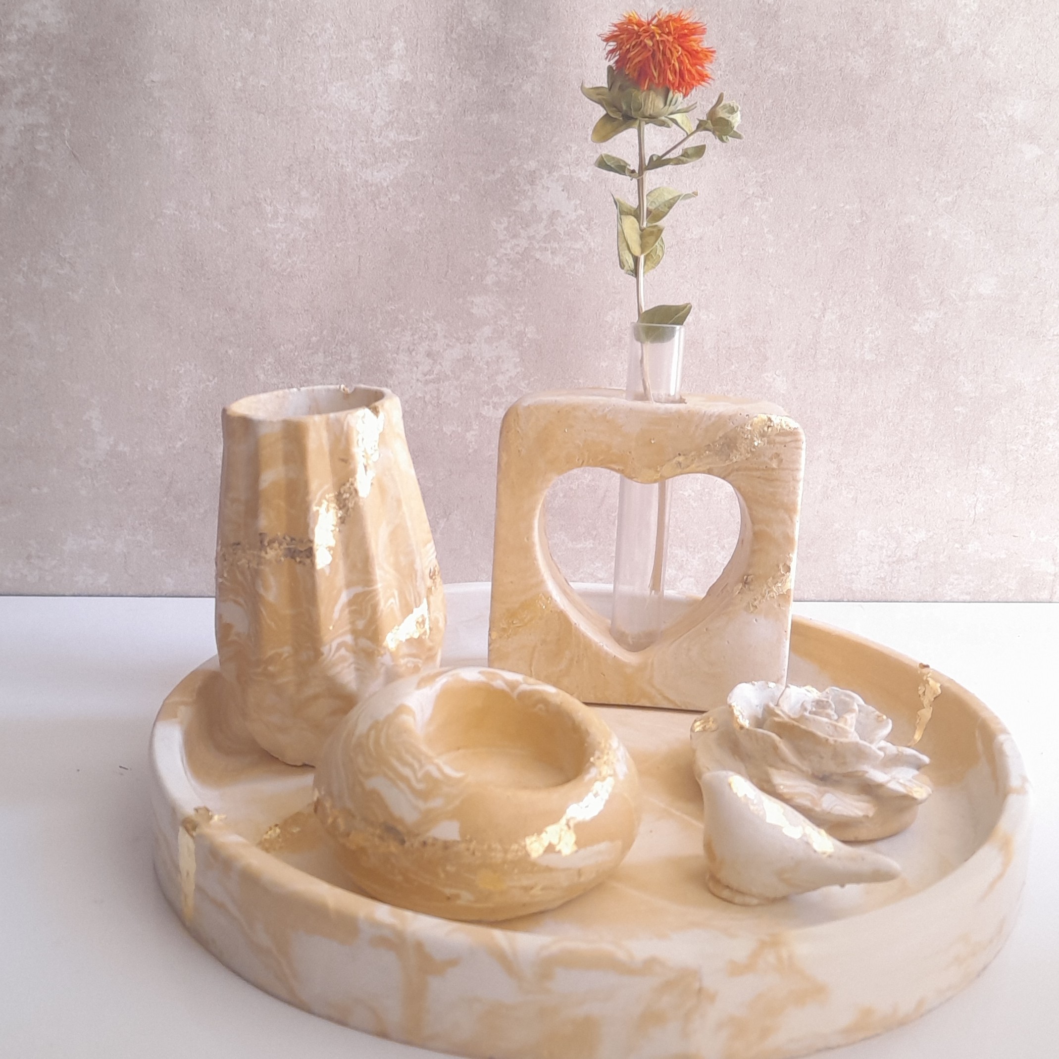 ست  بتنی طرح ماربل مناسب دکور و هدیه (پس کرایه)