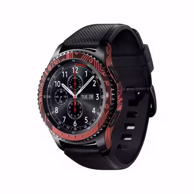 برچسب ماهوت طرح Red-Printed-Circuit-Board مناسب برای ساعت هوشمند سامسونگ Galaxy Gear S3 Frontier
