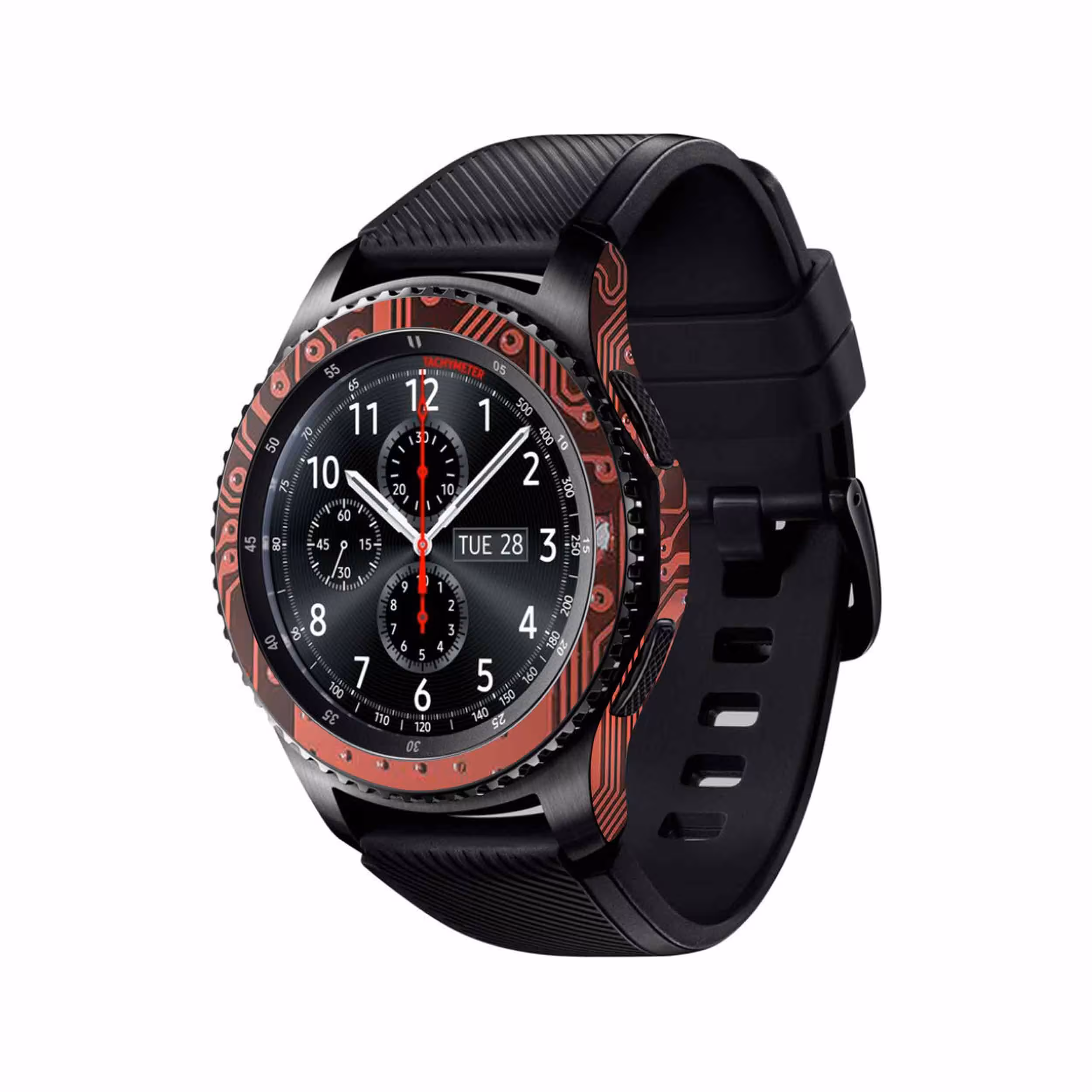 برچسب ماهوت طرح Red-Printed-Circuit-Board مناسب برای ساعت هوشمند سامسونگ Galaxy Gear S3 Frontier