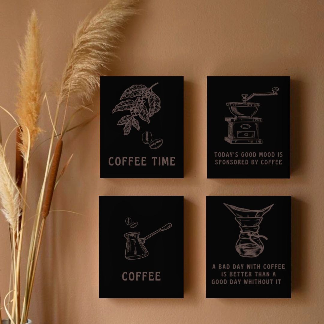 تابلو شاسی گلاک طرح تایپوگرافی کافی شاپ کد FMO127 بسته چهار عددی