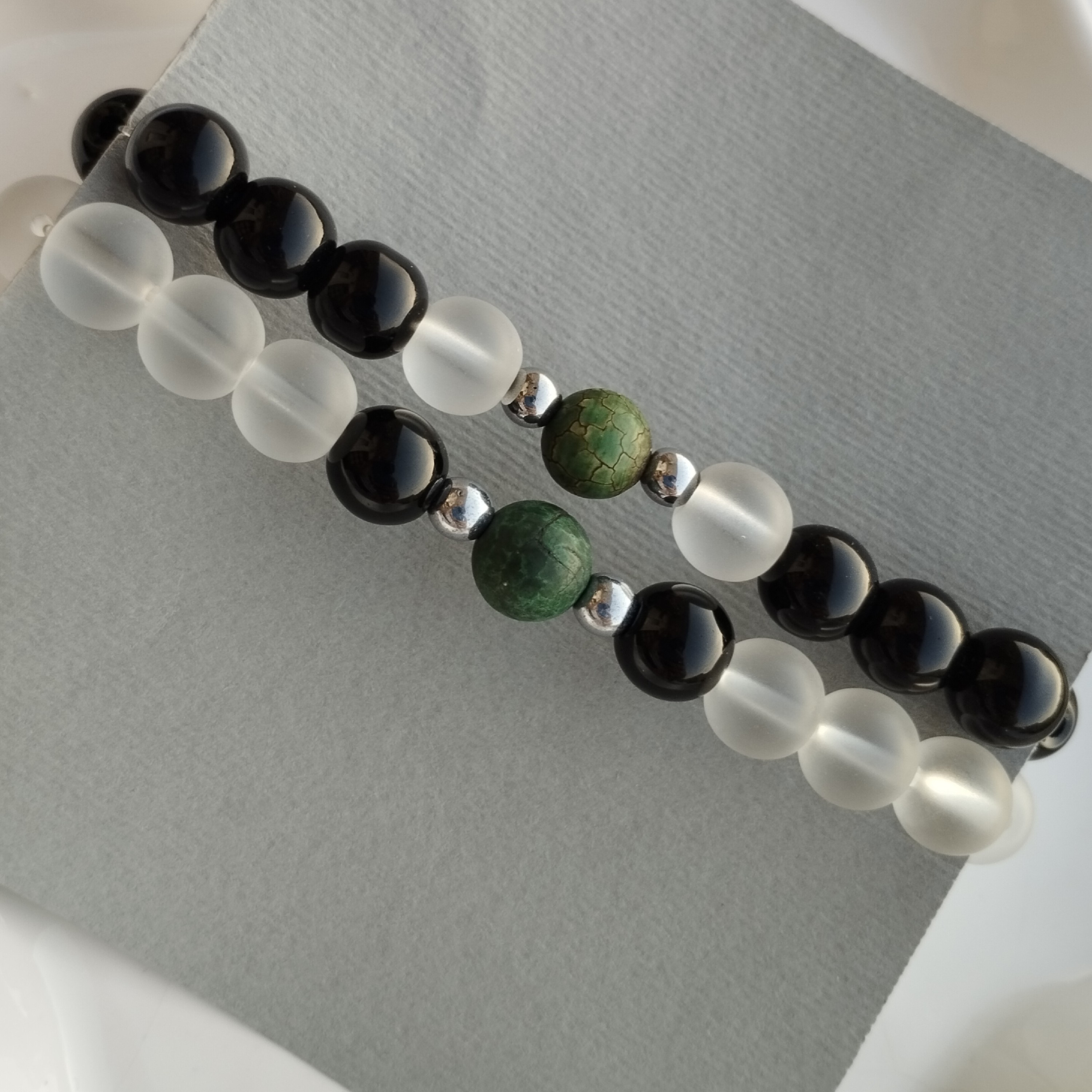 دستبند ست اونیکس مشکی و مات بی رنگ