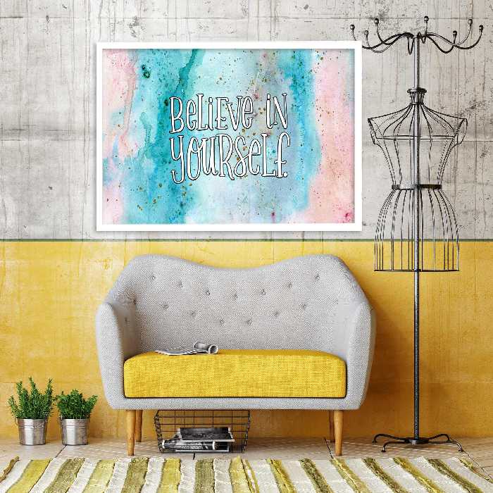 تابلو بکلیت طرح جمله انگلیسی خودت را باور داشته باش مدل W-s1732