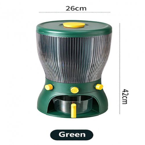 جاحبوباتی چرخشی
 حجم 10 کیلو
 رنگ سبز  سایز ارتفاع 42 عرض28جنس پلی کربنات مناسب برای انواع حبوبات وبرنج