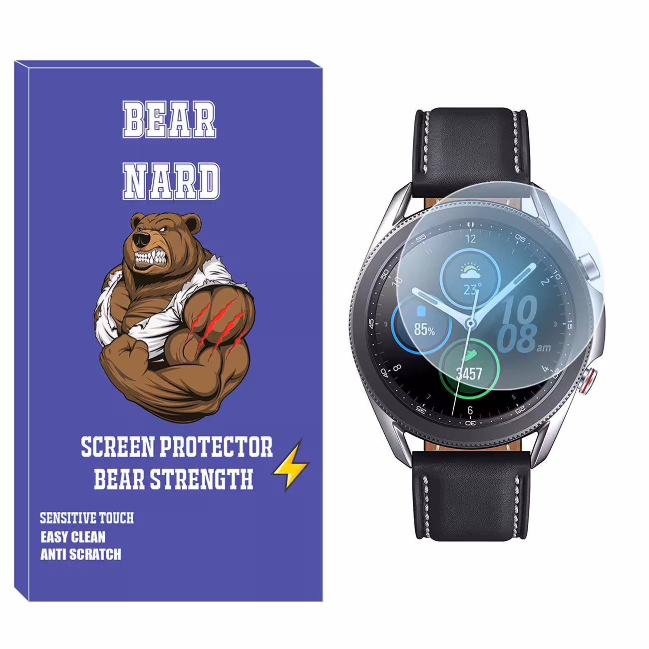 محافظ صفحه نمایش شیشه‌ای برنارد مدل SH-BR مناسب برای ساعت هوشمند سامسونگ Galaxy Watch 3 45mm