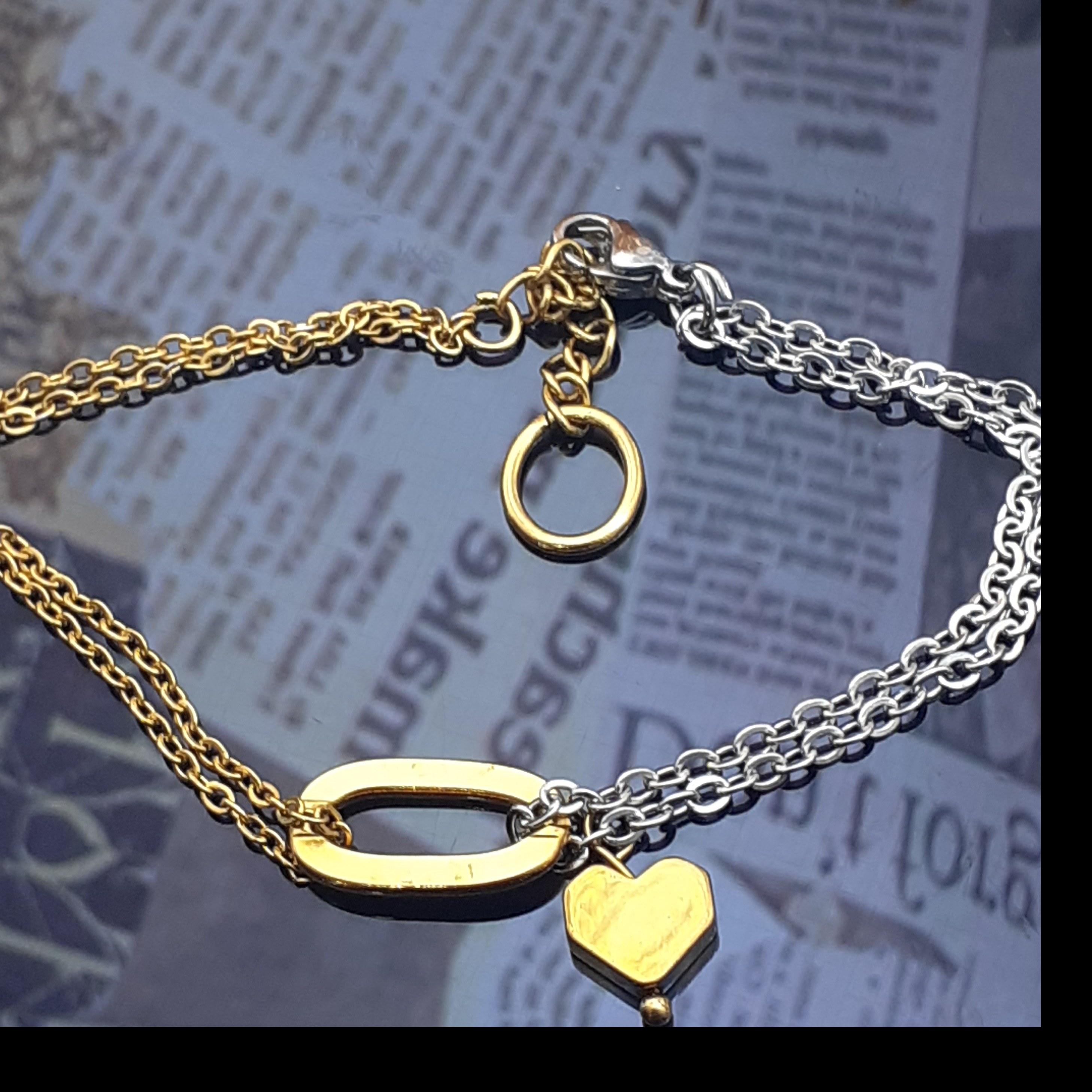 دستبند قلب و زنجیر آویز دو لاین  کد (209)