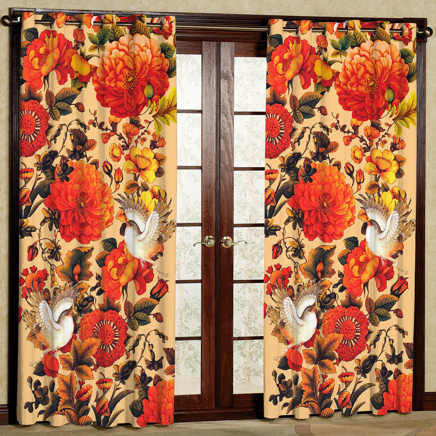 پرده مدل گل و پرنده مخمل پانچی کد 4665 سایز 200x140 سانتی متر